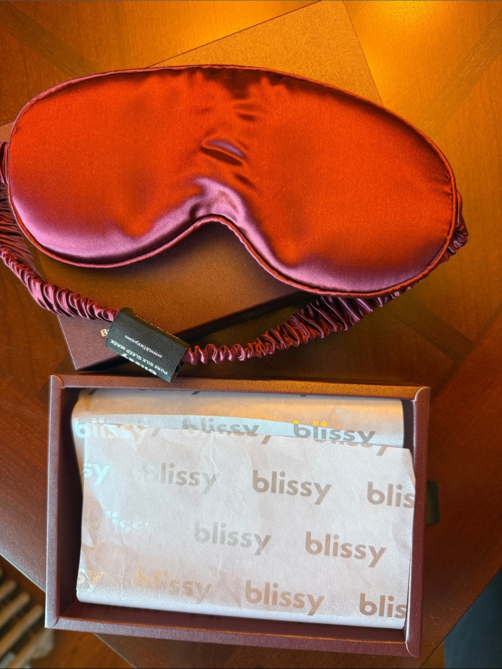 Blissy Satin Sleep Mask in Deep Burgundy